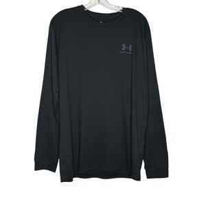 Under Armour Men’s Tee Large Loose Fit Cotton Blend Charcoal Black Long Sleeve